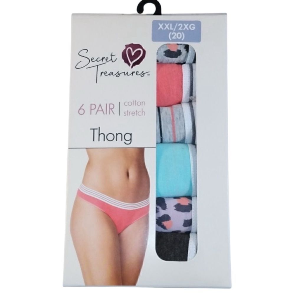 Women's Thong Cotton Stretch Underwear Size XXL